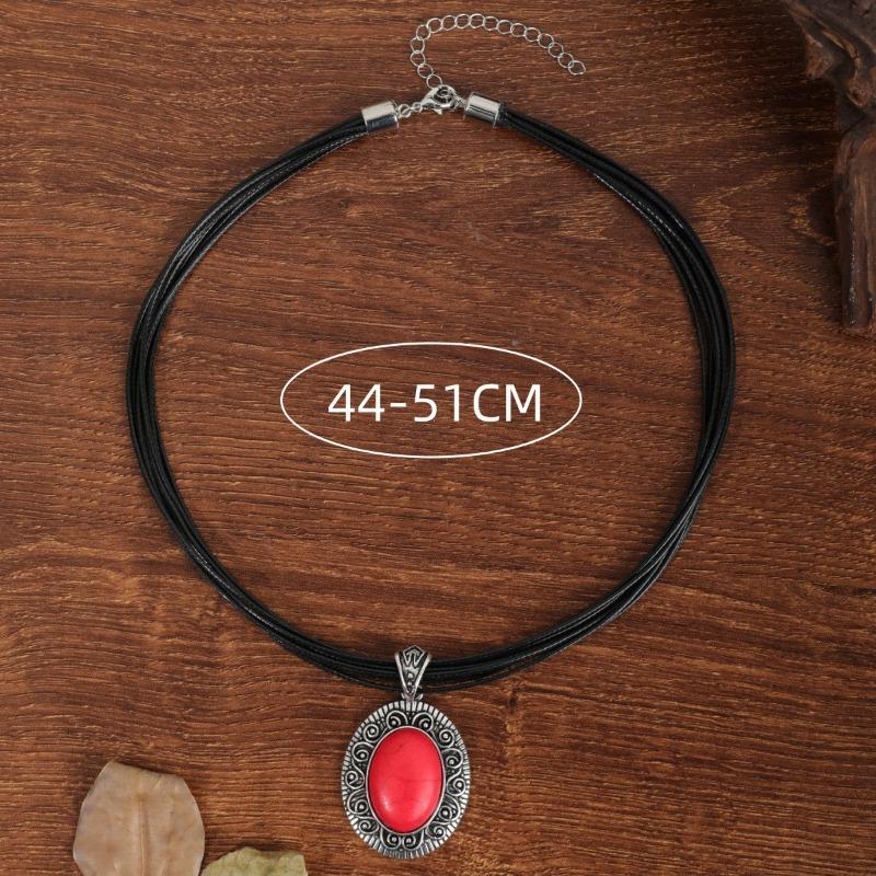 BLINGBAY Damen Anhänger Halskette Böhmisch Retro Ethnisch Türkis Halskette Geometrische Anhänger Halskette Mädchen Geburtstagsgeschenk