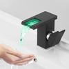 LED Bathroom Faucet Waterfall Single Handle 1 Hole Deck Mount Cold Hot Mixer Tap