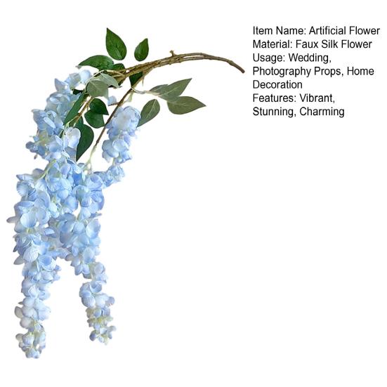 Künstliche Glyzinienblüte, künstliche Glyzinienranke mit langem Stiel für hohe Vasen, Heimdekoration, Partys, Hochzeiten, Blumenarrangements