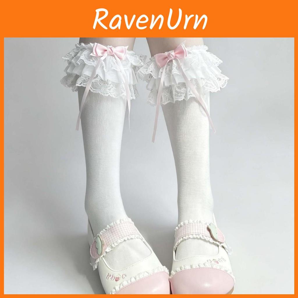 Japanese Lolita Cotton Ankle Socks With Lace Bows For Summer Comfort