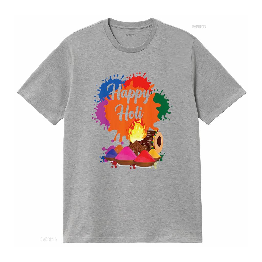 Happy Holi Family Kids Cool Festival Outfit T Shirt Vintage Washed Stylish Fashion Homme Stretched Streetwear Slightly