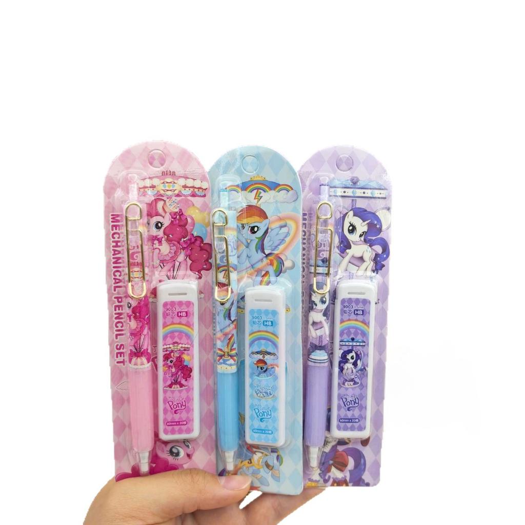 My Little Pony Automatic Pencil Set, Unsharpenable Continuous Lead, Cartoon Push-Button Mechanical Pencil