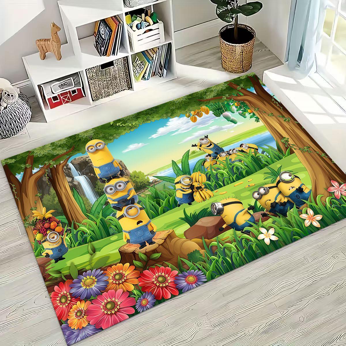 

3D Мультяшний Килимок Міньйони Гидкий Я для Спальні Вітальні Дивана Домашній Доріжка Декор, Великий Дитячий Ігровий Нековзкий Килимок для Підлоги Подарунок 230x160cm( 90x62in )