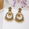 European & American Bohemian Bell Pearl Tassel Stud Earrings - Retro Ethnic Style for Women