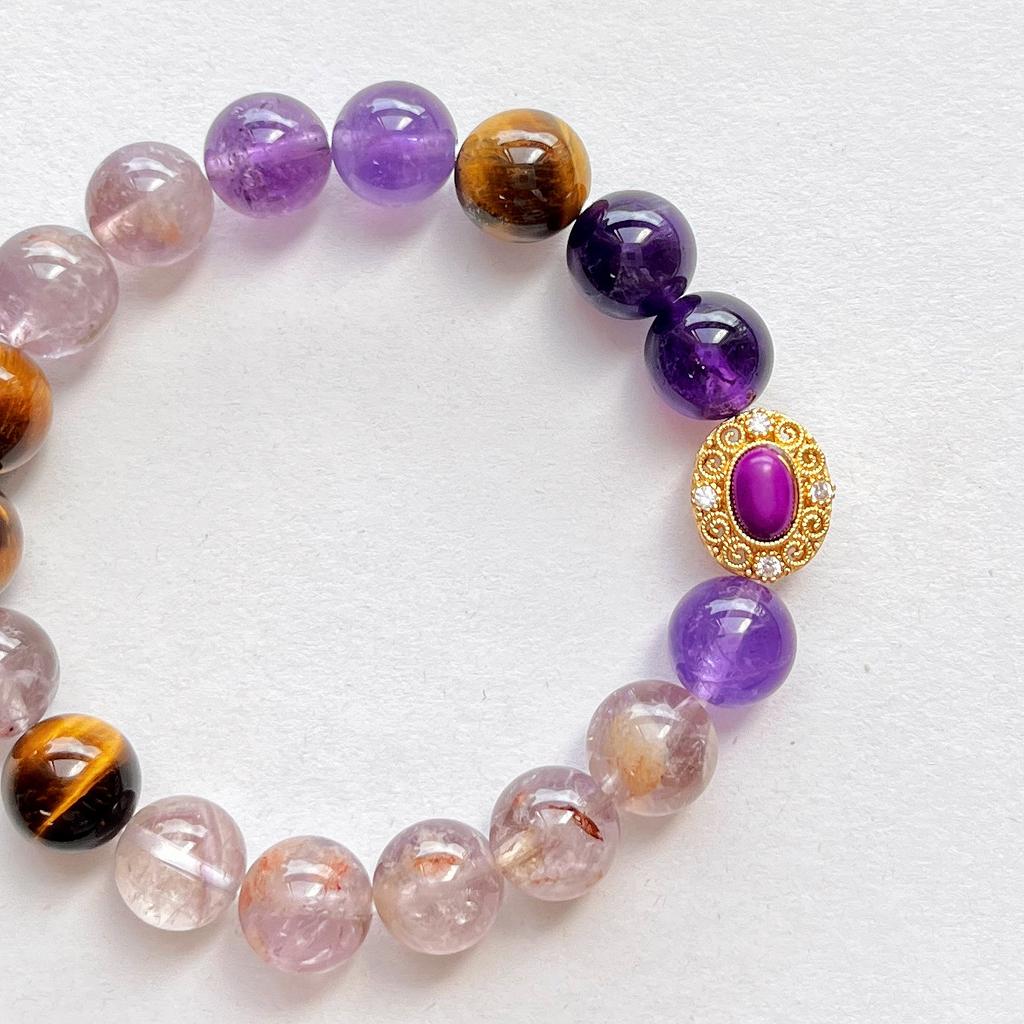 Natural Amethyst Tiger'S Eye Stone Purple Ghost Bracelet Bracelet.