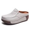 Genuine leather comfortable thick-soled bag head half slippers women's summer wear breathable hollow soft bottom slope heel cool slippers
