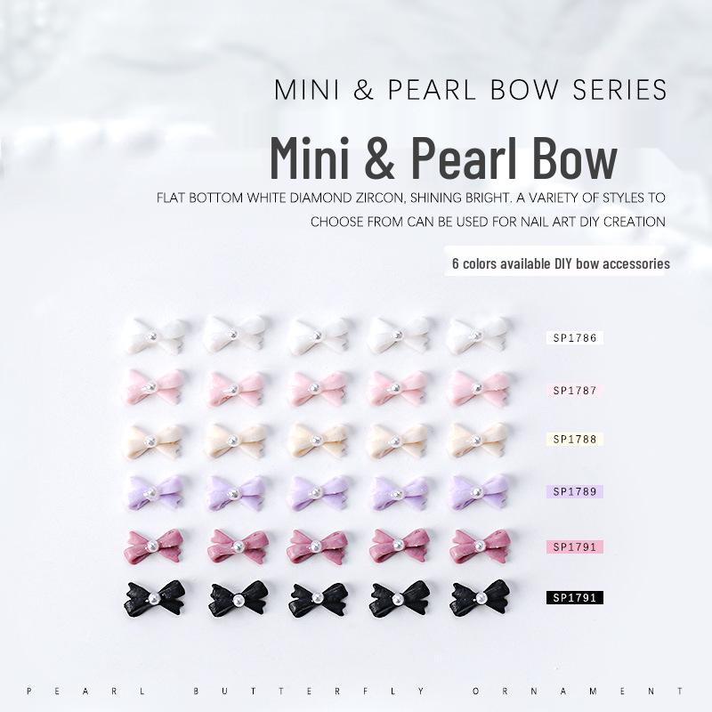

Pearl Bowknot Mini 3D Resin Nail Art Diamonds - Set of 10
