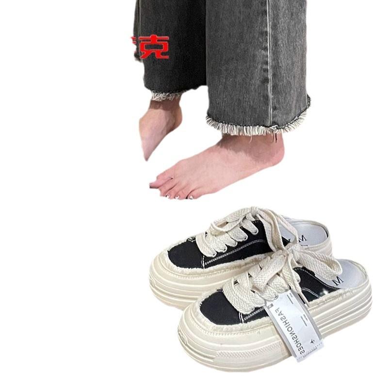 ins Korean version of dad shoes women 2025 summer new student platform sports shoes women's casual bag head canvas half drag