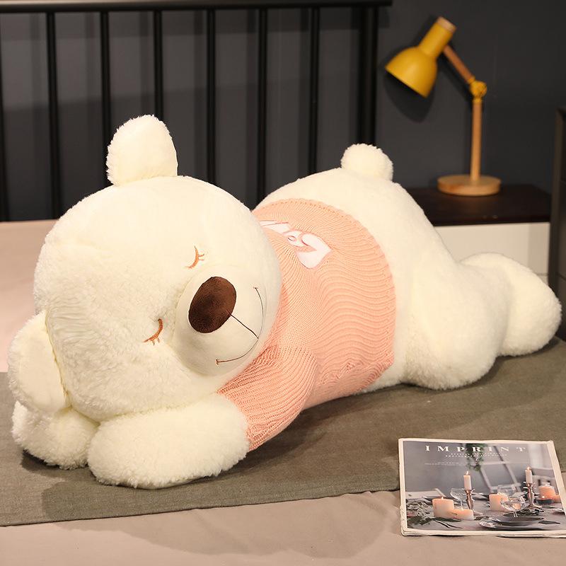 

Большой свитер медведь плюшевая игрушка милый медведь обнимашка большая декоративная подушка для девочки кровать спящая кукла обнимашка кукла подарок 80cm белый