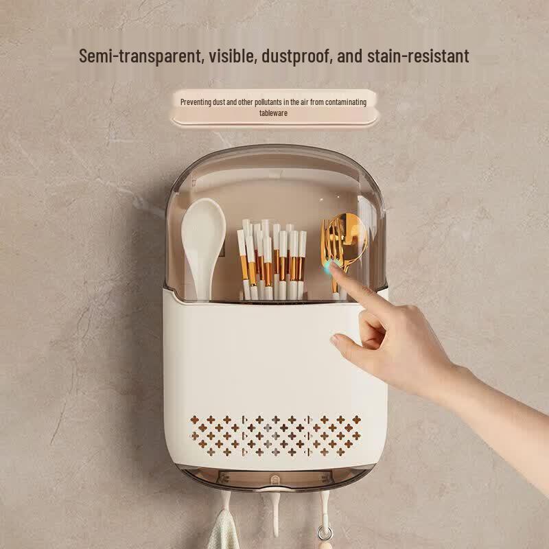 Youqin Wall-Mounted Draining Chopstick Holder with Hooks