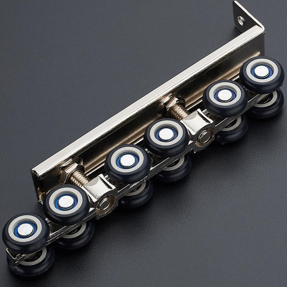 2Pcs Household 12 Wheels Hangers Roller Mute Sliding Door Gate Roller Pulley Door Closet Hardware Kit