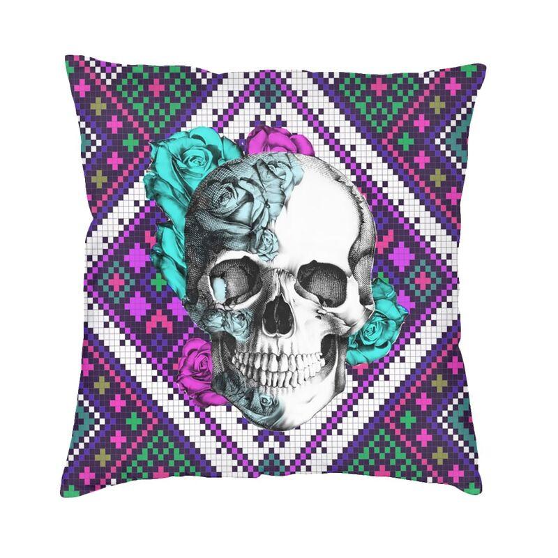 Luxury Day Of The Dead Throw Pillow Cover Home Decor Custom Square Mexican Sugar Skull Cushion Cover 45x45cm Pillowcover