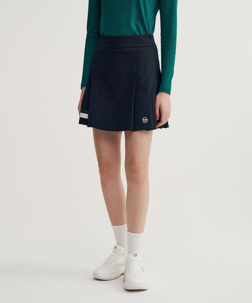 SERGIO TACCHINI W Flag Woven Mid-Length Pleated Skirt (Black)