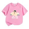 Toddler Kids Boys Girls 100% Cotton Crew Neck Short Sleeve T-Shirt, Cute Cartoon Bear My Tiny Wild Life Print Casual Soft Breathable Summer Tee for Li
