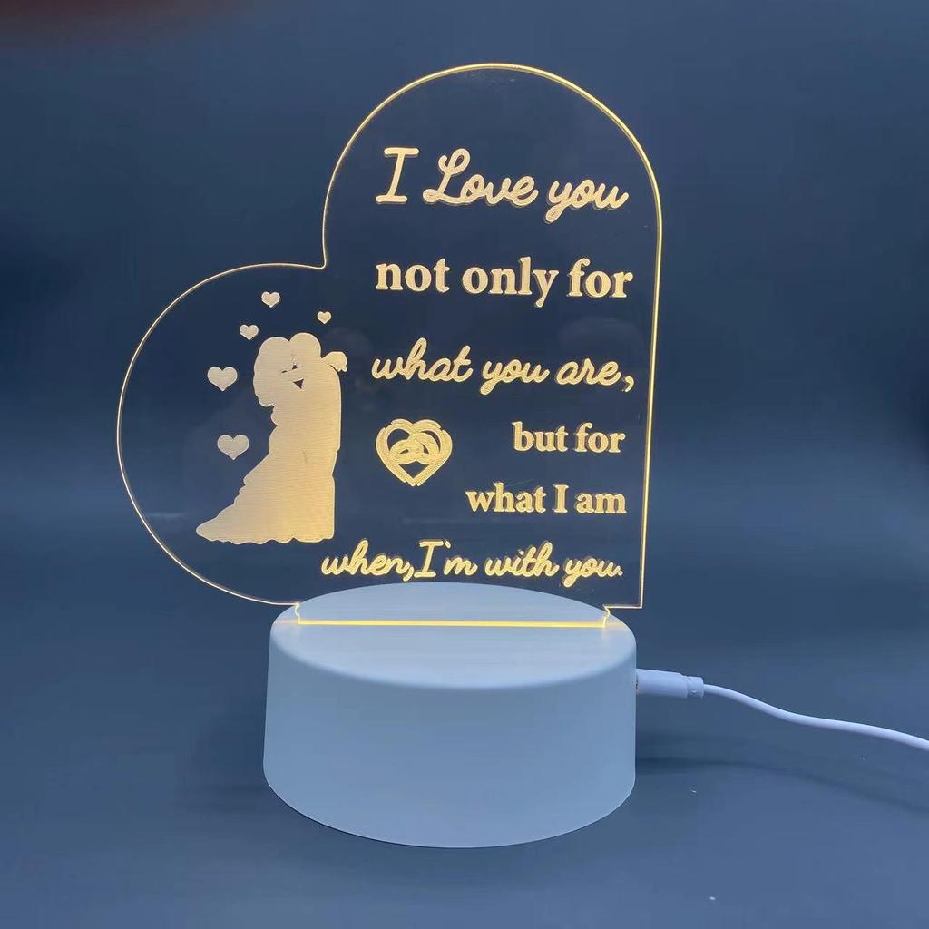 Love-Shaped 3D Acrylic Night Light Puzzle for Holiday Greetings