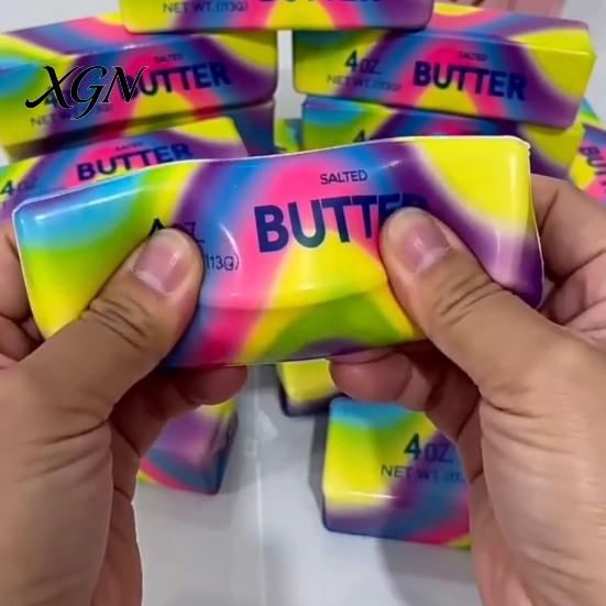 Hand Squeeze Stress Reliever Butter Stick Slow-Rising Toy Soft PU Fidget Realistic Sensory Ball Portable Decompression Gadget for Kids Adults