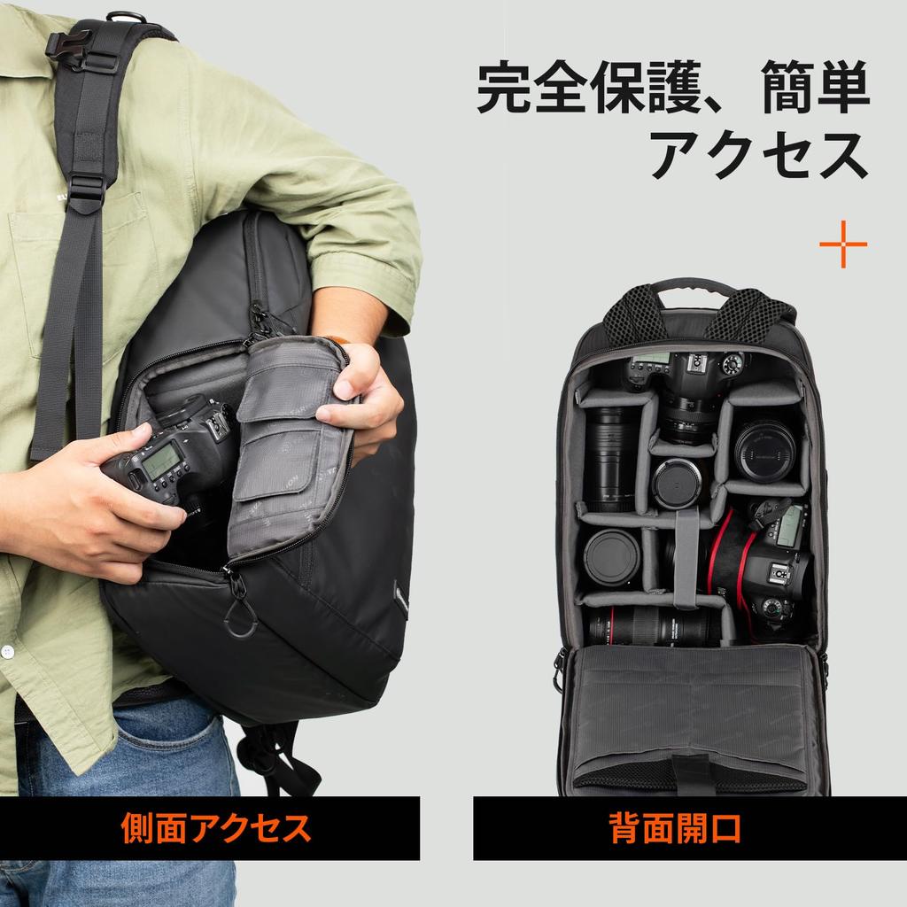 Camera Lightweight Camera Waterproof PU Leather PC and Tripod Side DSLR Camera Suitable for Commuting and TRL [TARION] 12.5L Backpack, Bag, Material,