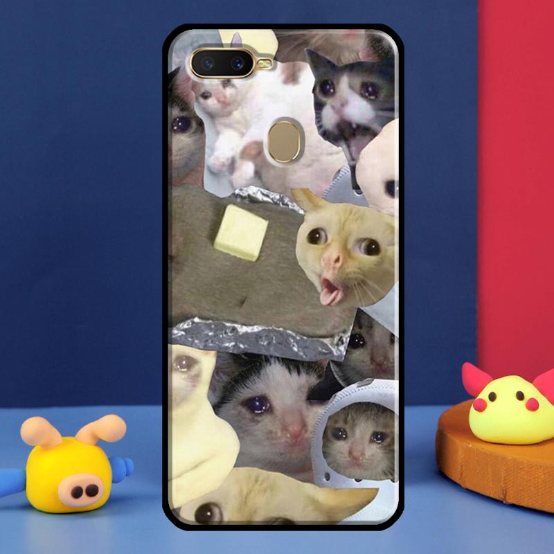 Crying Cat Memes And Dog Case For Oppo A96 A76 A16 A74 A94 A54 S A57 A77 A58 A78 A98 A5 A9 A91 A15 A17 A52 A72 Cover