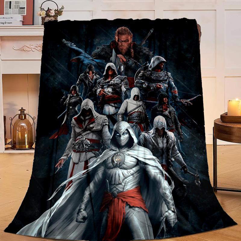 1PC Assass Warrior Flannel Blanket Gift, Suitable for Both Men And Women, Soft Ideal for Beds And Sofa, Birthday Or Christmas Gift