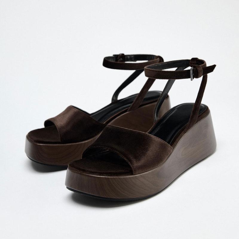 Fashion Wedges Sandals Women High Heels Shoes Print Random Platform Slippers 2025 Summer Dress Walking Pumps Brand Female Zapatos Slides