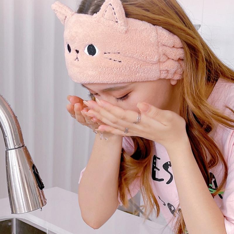 Süßes Katzenohr Plüsch Haarband Weiches Dehnbares Breites Stirnband Anti-Rutsch für Gesichtsreinigung Make-up Hautpflege Haarschutz für Damen Mädchen Schönheitszubehör