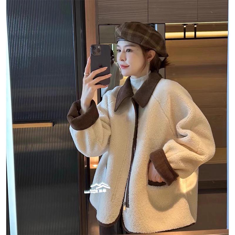 

Женское пальто из утолщенного флиса из овечьей шерсти для осени/весны M [90-115 lbs Recommended]