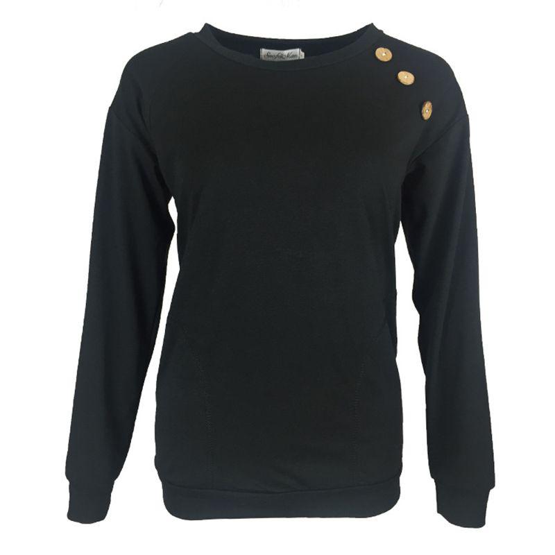 Elegant Women's Casual Long Sleeve Pullover Sweater With Chic Button Details And O-neck