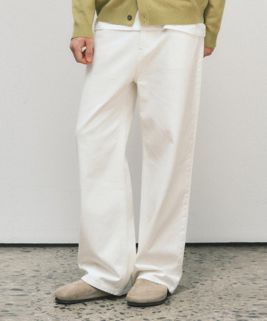 Wednesday Oasis Herringbone Pure Cotton Pants_Ivory(W25-Pt24)