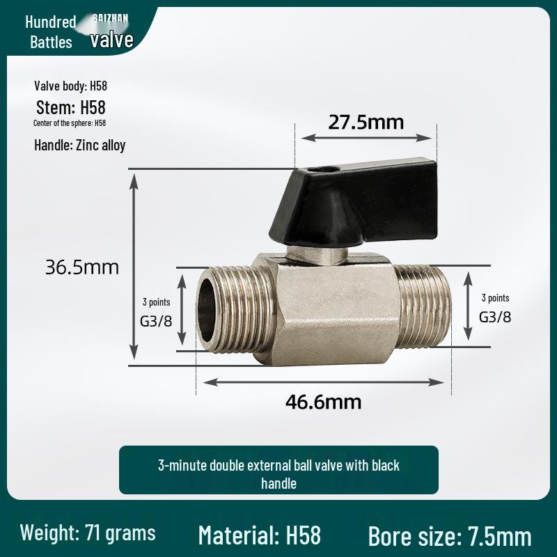 1/2 Inch Mini Copper Ball Valve, Internal & External Threads, Pneumatic Switch