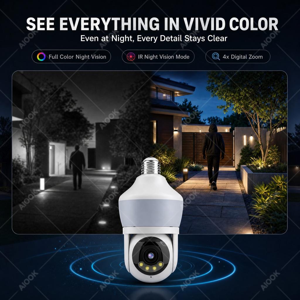 YOOSEE Ai APP Haus E27 Lichtkamera HD 5MP PTZ Ai Fahrzeugerkennung Zwei-Wege-Interkom Nachtsicht WIFI Kamera Mobile Verfolgung