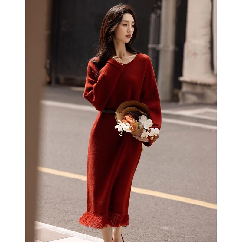 Demana Women's Elegant Tassel Knitted Dress