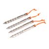 4PCS Tent Stakes with Rope Ti Alloy V Shaped Canopy Pegs for Outdoor Camping Beach Lawn Silver