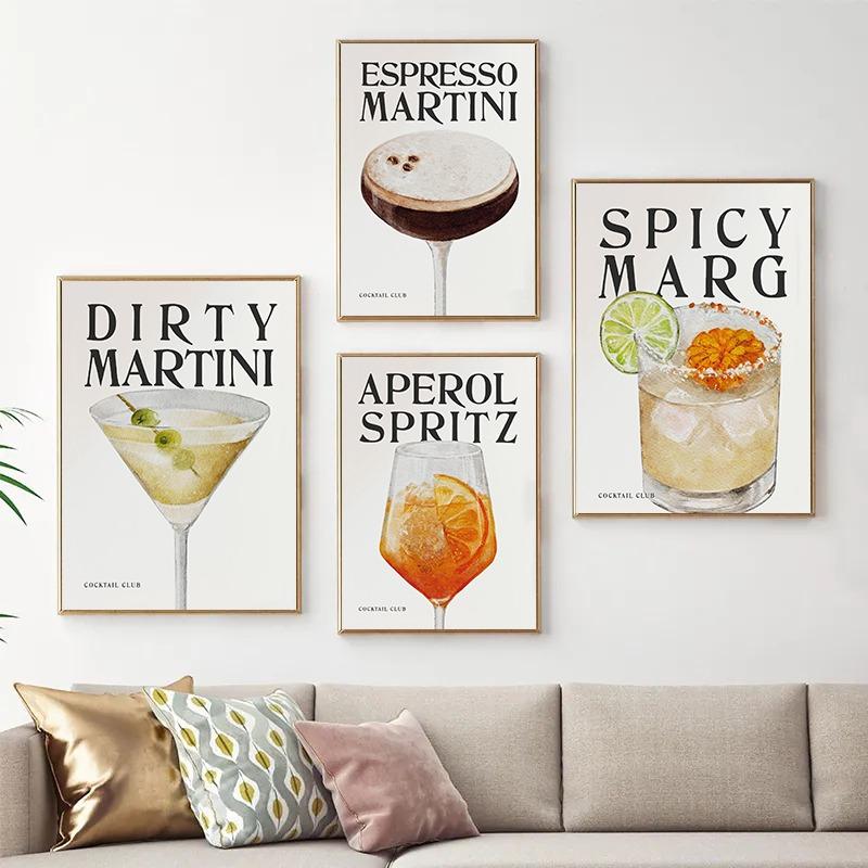 Classic Vintage Cocktail Posters Prints Canvas Painting Wall Art Picture Living Room Restaurant Bar Kitchen Home Decor
