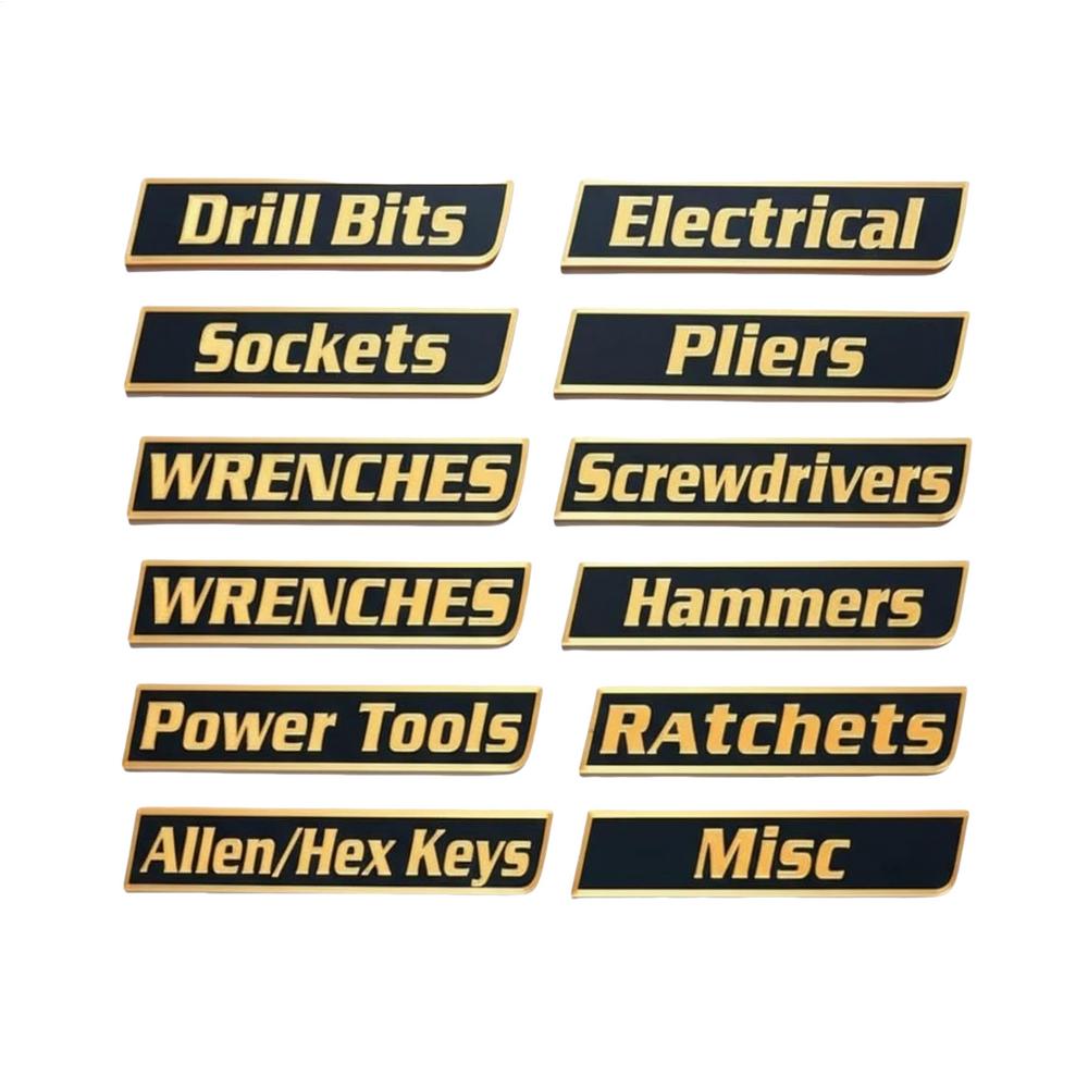 Magnetic Toolbox Labels 3D-Printed 12-Piece Strong Magnetic Tool Drawer Labels Organize Accessories For Organization Identifying