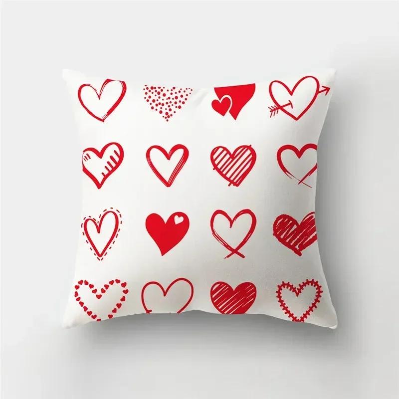 45*45cm Red Pink Heart Pillowcase Home Decor Seat Living Room Sofa Pillowcase Valentines Day Love Cushion Cover