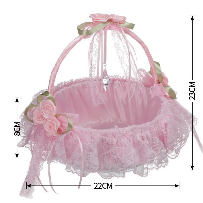 Wedding Flower Basket Handbasket Romantic Fairy Lace Flower Baskets for Banquet Celebrations Engagement Ceremony Wedding Parties