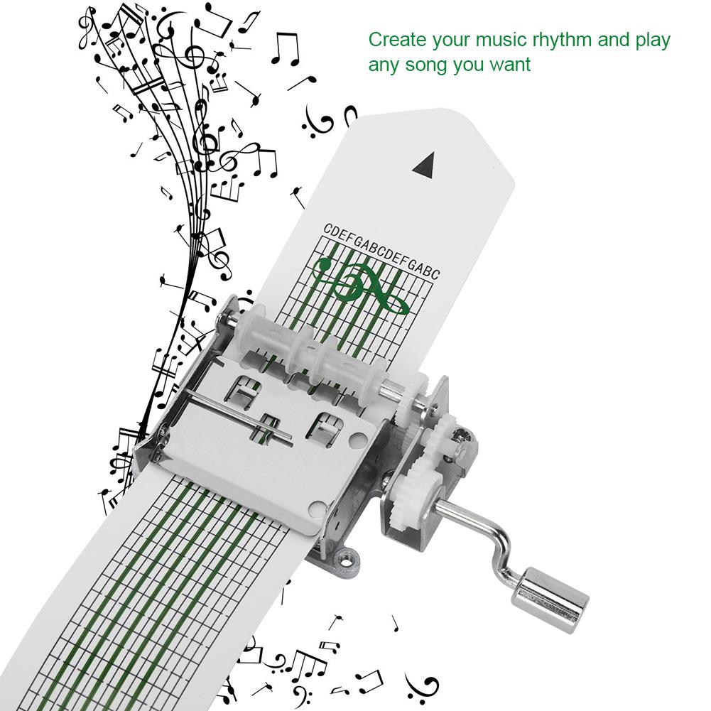 15 Note Hand Crank Movement with 3Pcs Blank Paper Tape and Hole Puncher for DIY Music Box Parts