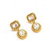 Salircon 2026 New Exquisite Shiny Big Rhinestones Stainless Steel Drop Earring Women 18K Gold Plated Square Oval Pendant Jewelry