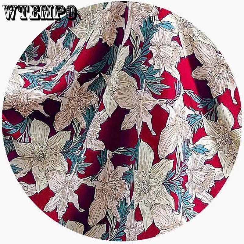 WTEMPO Summer Women's Large Size Dress Slim and Thin Floral Dress Waist-skimming Temperament Beach Dress Loose Print Floral Dress
