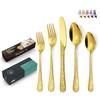 Chinese Patterned Stainless Steel Tableware Set for Household Knives  Forks  Spoons  Black 20/40 Piece Set