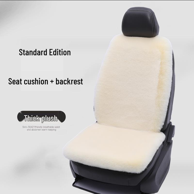 Winter Rabbit Fur Wool Heated Car Seat Cushion - Non-slip, Warm, for Single Seat with Small Waist Support