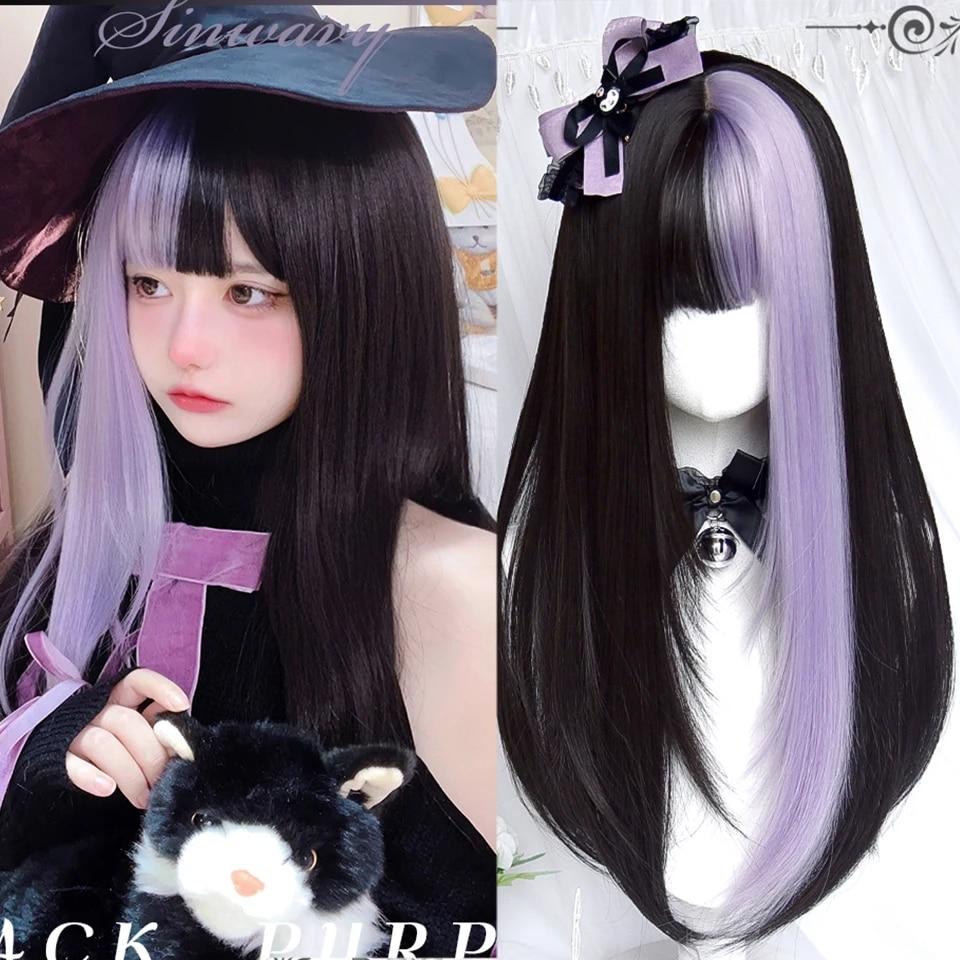 Dlouhá kudrnatá syntetická paruka se středovou ofinou tmavě hnědá paruka z přírodních kudrnatých vlasů ženská Cosplay paruka paruka z tepelně odolných vláken