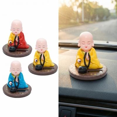 Devout Prayer Solar Nodding Buddha Toys Nodding Buddhist Monk Figurines Home Office Decoration