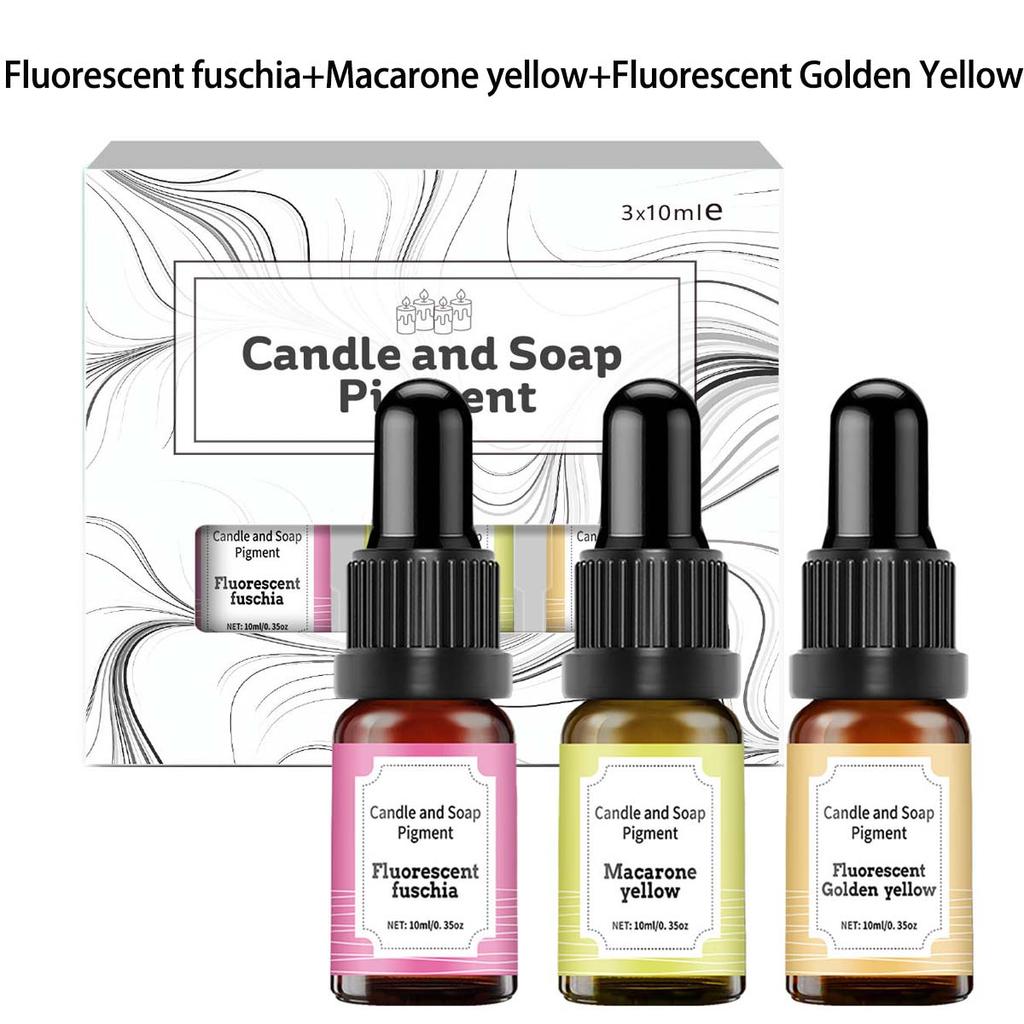 3 Stück/Set 10ml Kerzenwachs Pigment Farbstoff Ungiftig Mit Tropfer Für DIY Aromatherapie Seife Sojawachskerzen Wachsherstellung Zubehör