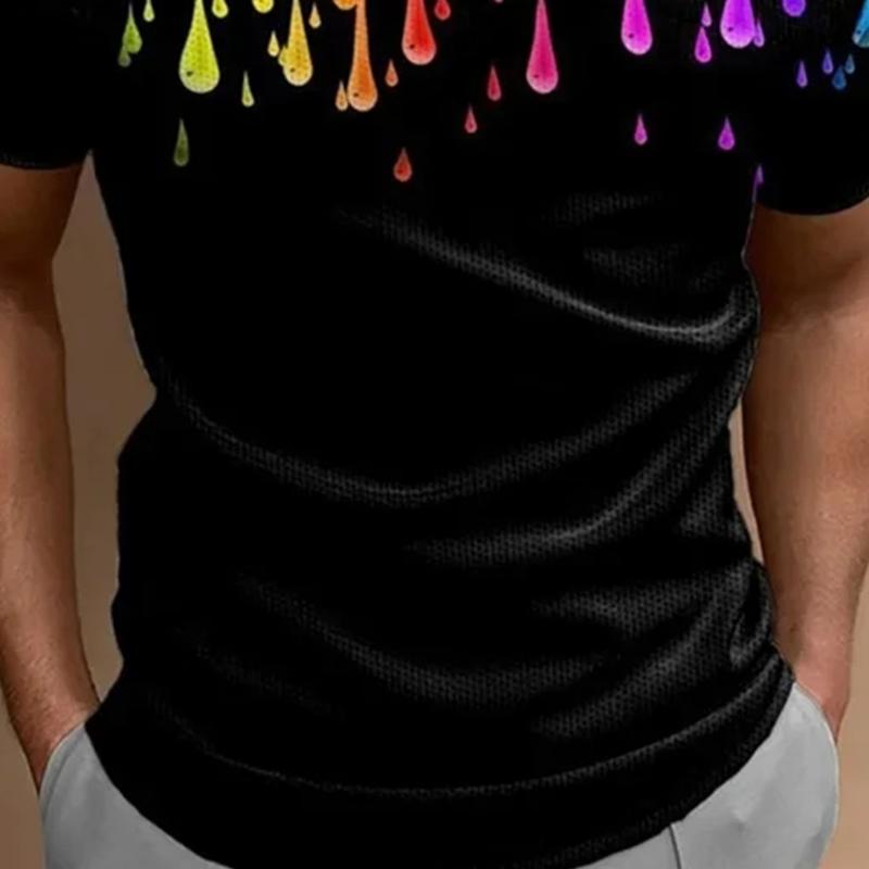 Summer Vibrant Pattern Digital Printing Casual Button Up Men's Short-sleeved Fashion Polo Shirt Comfortable Commuting Wear