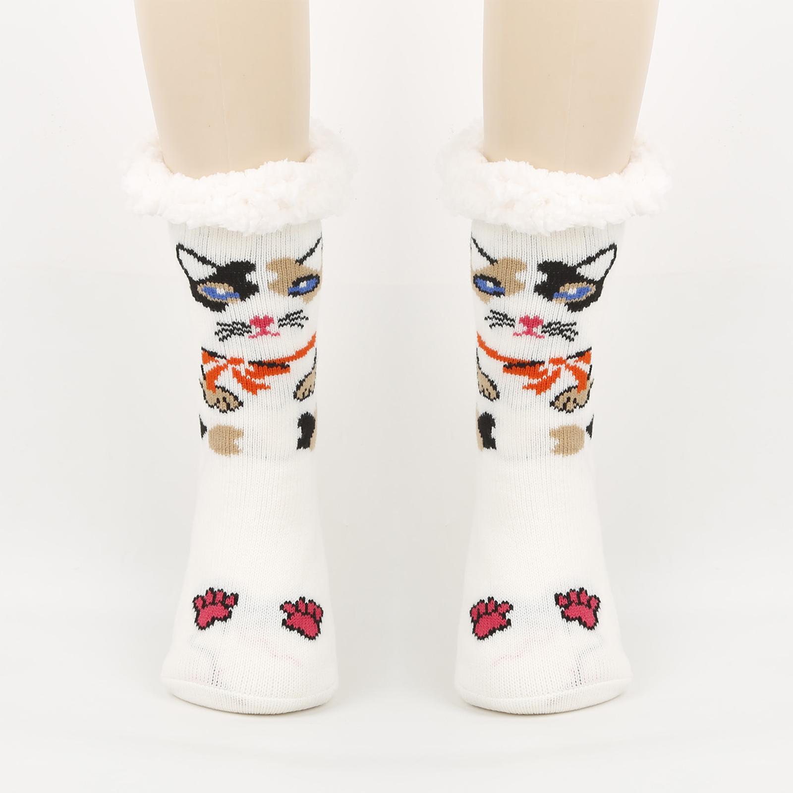 

Women s Foot Covering Warm And Velvet Socks Cute Sleep Socks Home Mid Tube Floor Socks One Size белый