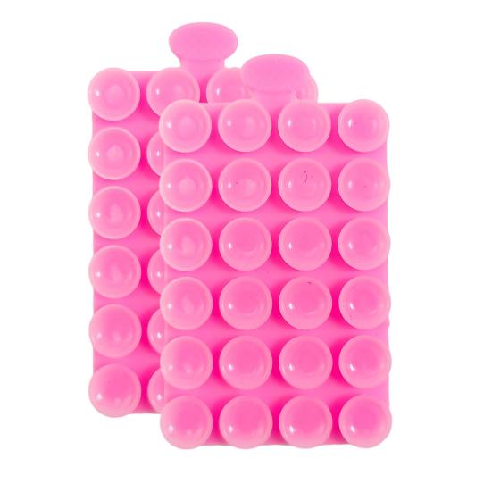 

2Pcs Silicone Phone Holder 24-Suction Cup Grips for Hands-Free Viewing Sticky Gel Pad for Desk And Car Dash розовый