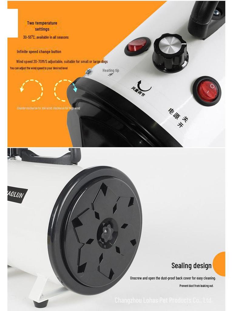 Uscător de păr electric super silențios pentru pisici și câini - instrument de îngrijire mare, mediu și mic