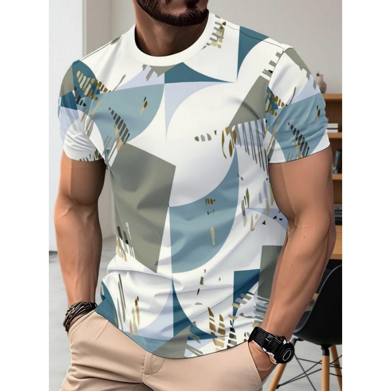 Trendy Printed Men s Streetwear 3D Print T-Shirt, Vintage American Style Men s Casual Round Neck Short Sleeve S