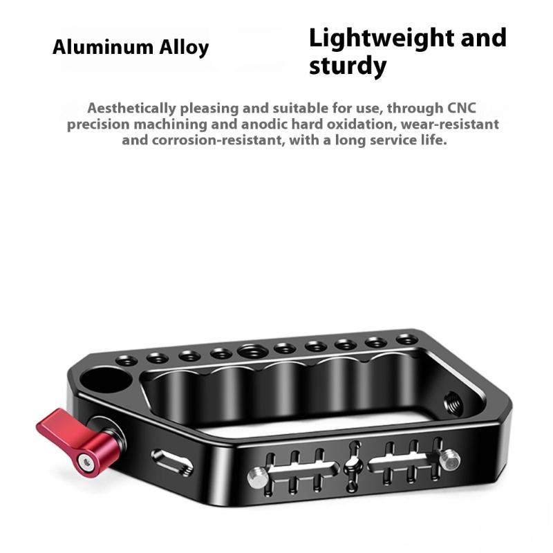 Aluminum Alloy Top Handle Grip DSLR Camera Cage with Double Cold Shoe Mounts 1/4 /3/8 Hole For Accessory Compatibility